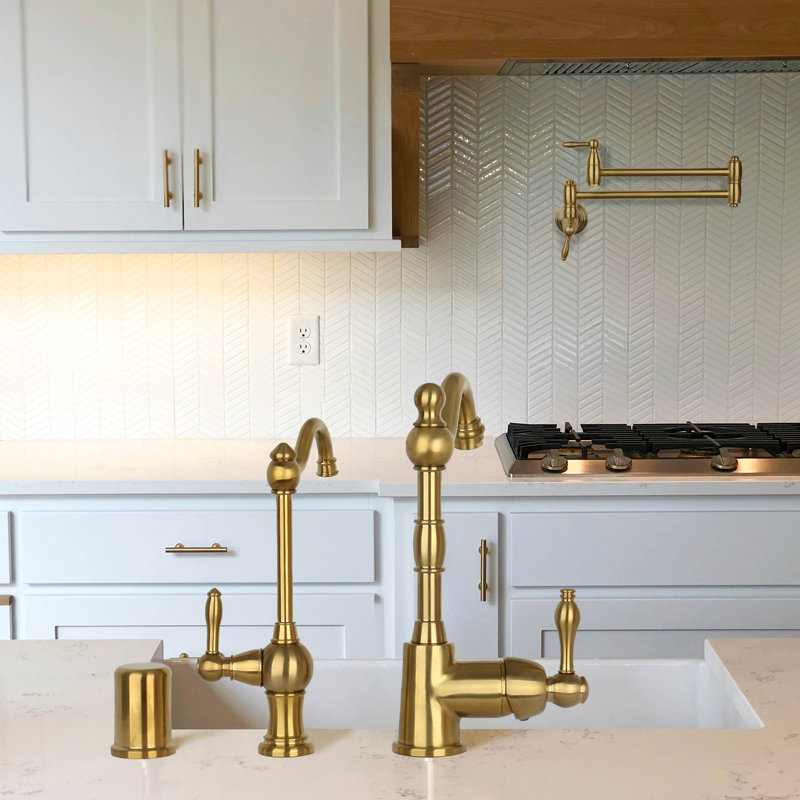Water Filter Faucet with Single Handle for Cold Water, Brushed Gold