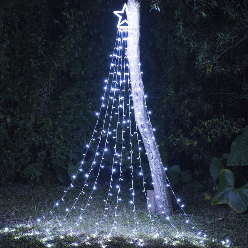 Juma 11.5ft 317 LED Star Christmas Tree Lights,8 Memory Lighting Modes&Timer Christmas Star Lights (), White