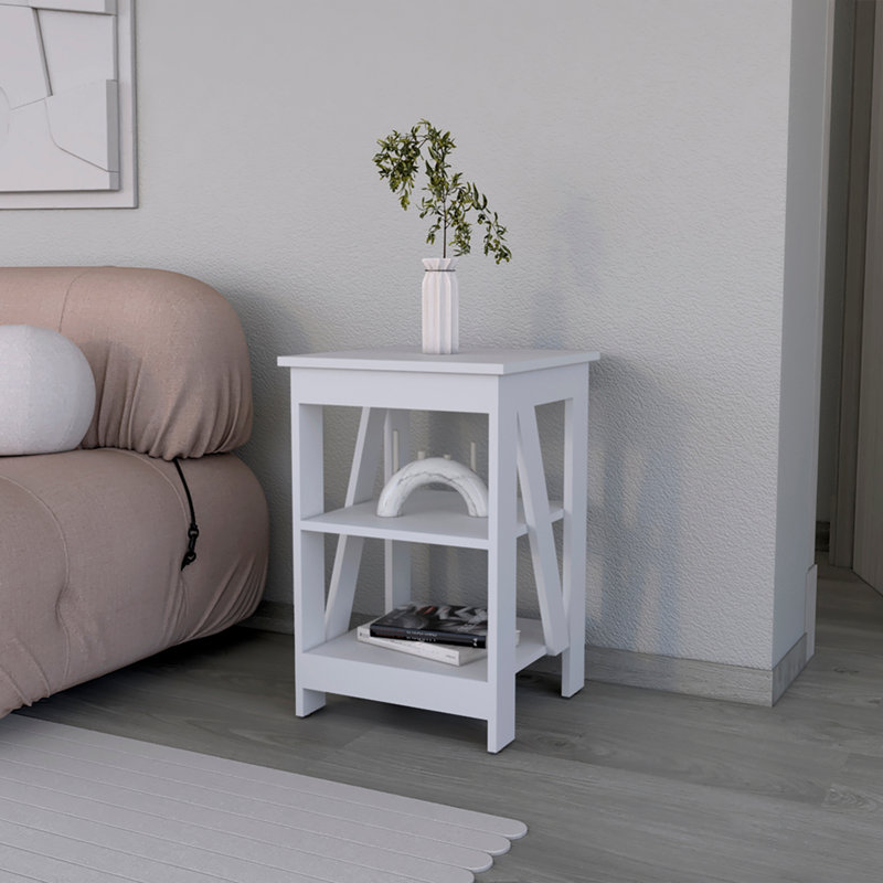 Table d'appoint Rossville, salon, blanc, Blanc