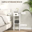 White engineered wood bedside table set of 2, scandinavian narrow nightstands with drawer and open lower shelf