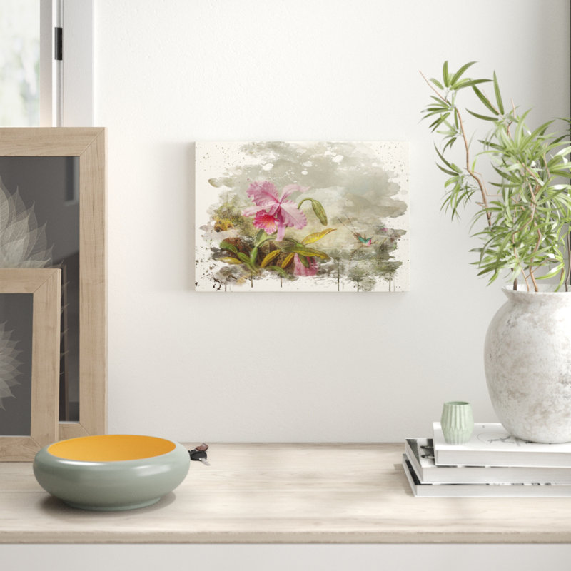 Pink Flower Painting on Canvas - Wrapped Canvas, 50cm H x 76cm W