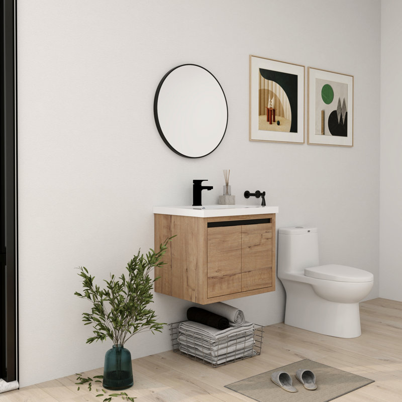 Meuble-lavabo mural simple 24 po Zalet, Beige, 24"