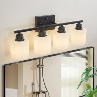 Black Bathroom Light Fixtures, 4-Light Modern Vanity Light Over Mirror, E26 Socket (Bulbs Not Included)