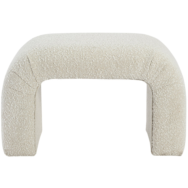 Niagara Upholstered Bench, 17.5" H x 28" W x 15.5" D, Cream Boucle Fabric