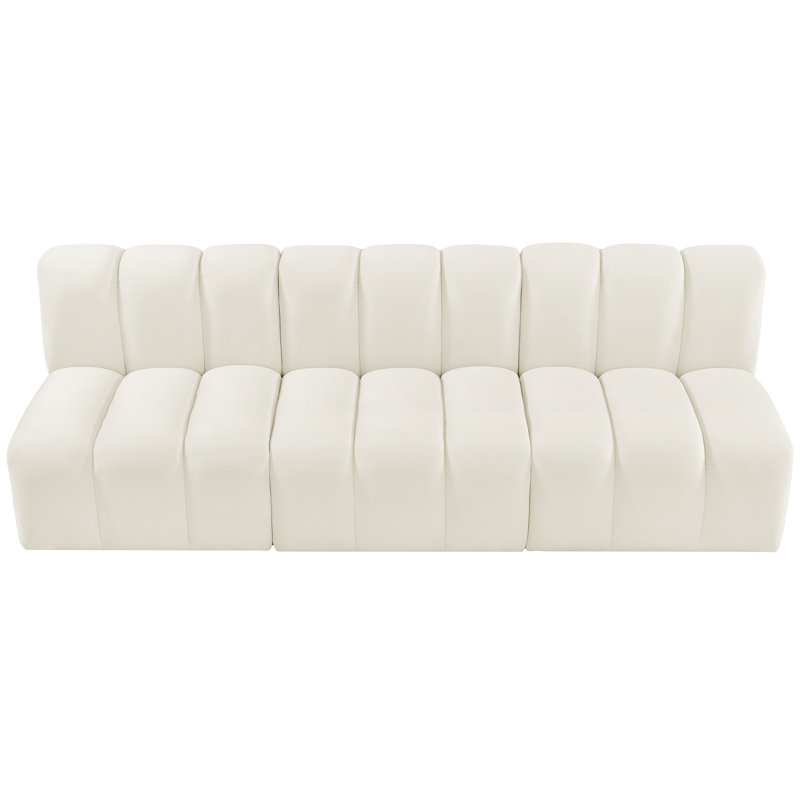 Hrach Upholstered Sectional Reversible, Cream Velvet