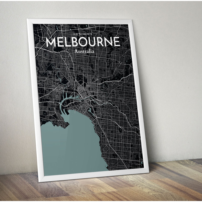 Melbourne City Map - No Frame Print, 43.2cm H x 27.9cm W x 0.1cm D