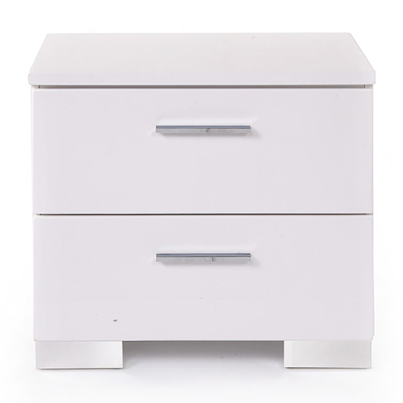 Table de chevet pour chambre à coucher blanche et 2 tiroirs accessibles modernes 2