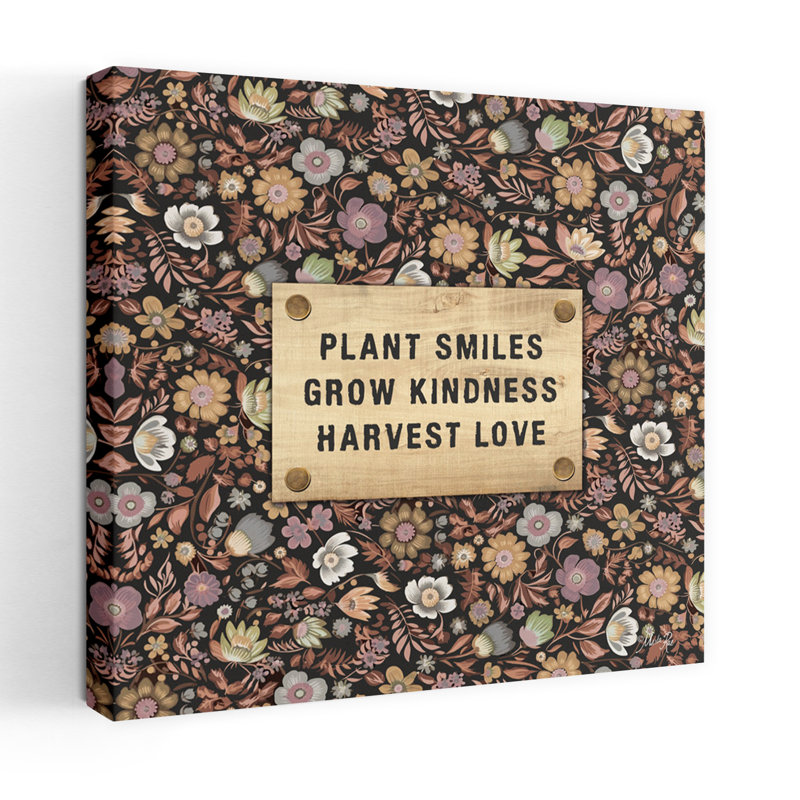Plante, sourire, typographie, art floral contemporain, H 24 po x l 24 po