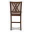 Ensemble de 2 chaises de comptoir Han, tissu, bois massif-109470177