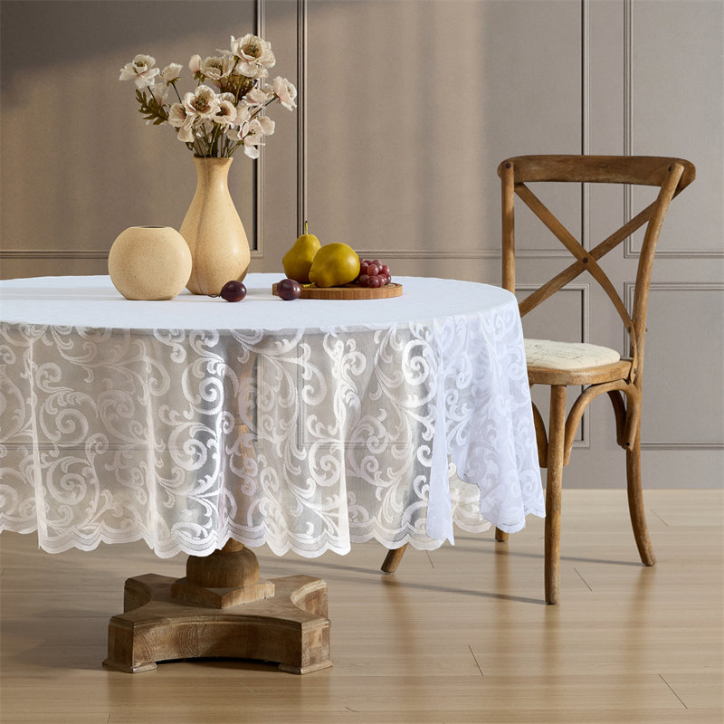 Nappe Stefani Floral Lace, 70 po rond, Blanc