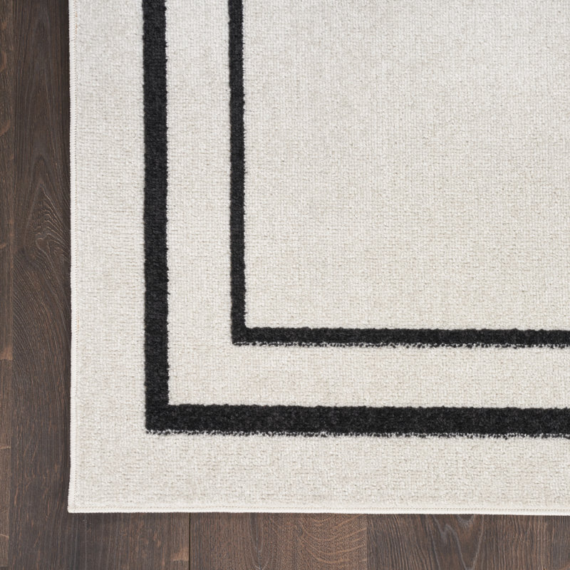 Tapis intérieur / extérieur noir Nourison Essentials Ivory, Rectangle 9 pi x 12 pi
