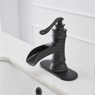 Waterfall Single Hole Bathroom Faucet With Drain Assembly