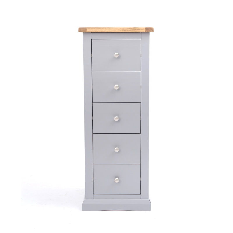Mincey 45cm W 5 - Drawer Chest of Drawers, Grey/Chrome