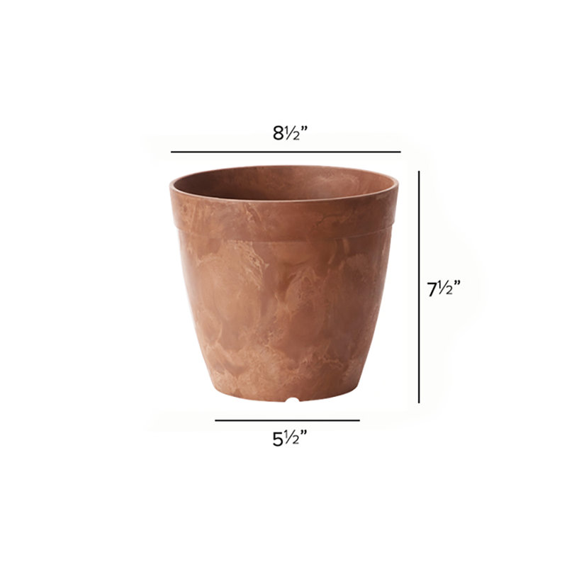 Pot de fleurs en résine à arrosage automatique Nashville, Rouille, H 7,5 po x l 8,5 po x P 8,5 po