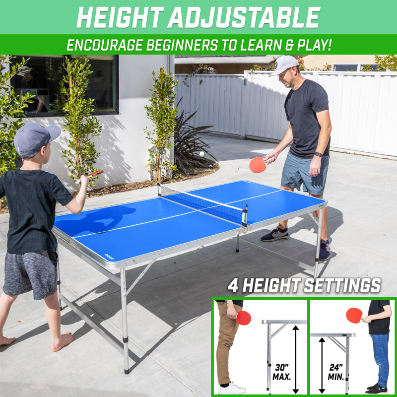 Blue Aluminum Folding Mid-Size Table Tennis Set with Net