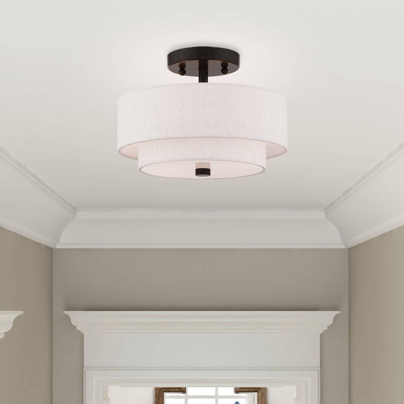 Plafonnier semi-encastré 2 lumières Jorgan, H 8,25 po x l 11 po x P 11 po