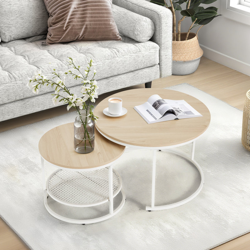 Coffee Table with Storage, White