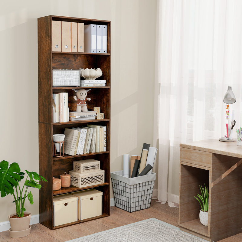 2 pièces 70 po avec bibliothèque à 6 niveaux avec 6 tablettes ouvertes, Brun
