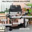 Chariot de barbecue extérieur avec table amovible, 46 po x 21,75 po, acier inoxydable, bureau de préparation, portable noir pour barbecue, côté pliable