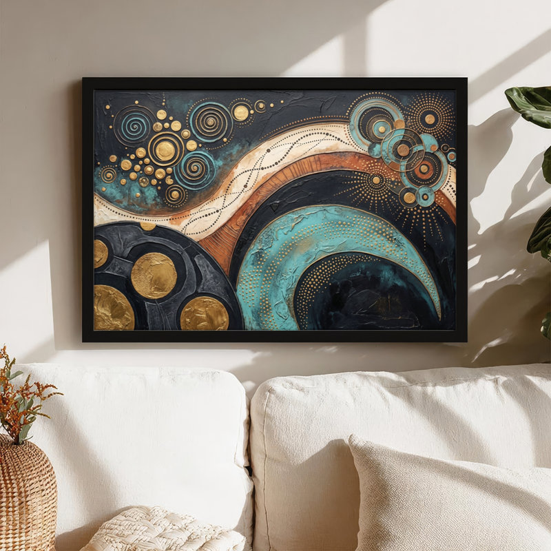 Art mural sur toile noir encadré pour le salon, la chambre à coucher, le bureau ou le vestibule - décoration murale décorative avec motif abstrait