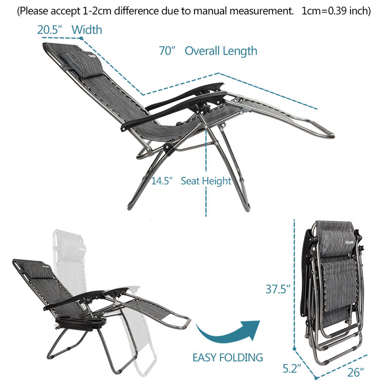 Chaise pliante Zero Gravity, Gris
