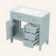 Meuble-lavabo 36 po avec lavabo, armoire de salle de bain avec tiroirs, structure solide et panneau de fibres à densité moyenne-484866272