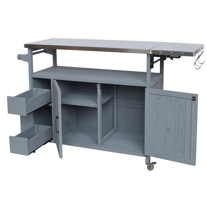 Chariot de cuisine pour l'extérieur 54,33 "Farmhouse, Blue Grey