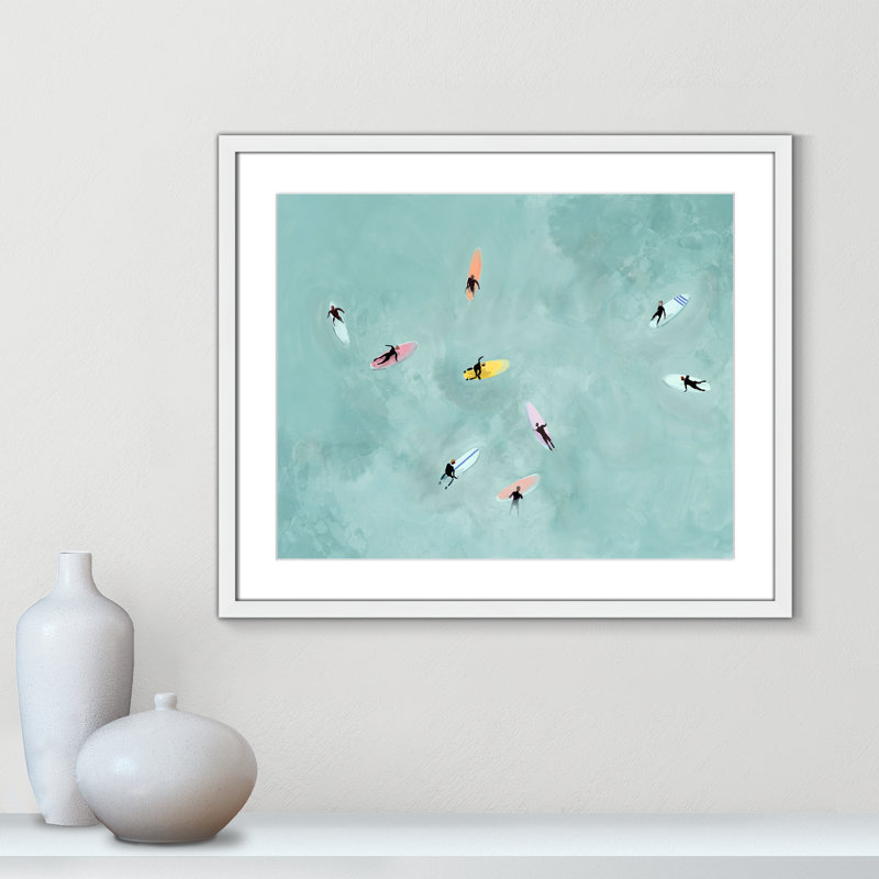 «Floating on Waves» par Lily K, L 25,5 po x H 21,5 po, Imprimé mat, Blanc satiné