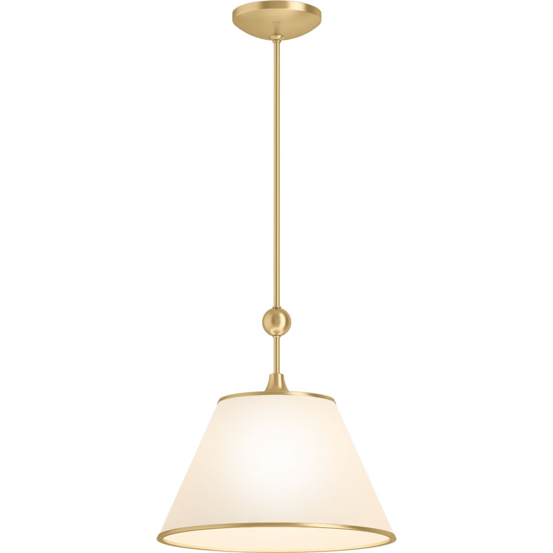 Parohn One-Light Pendant, White, Brushed Modern Brass