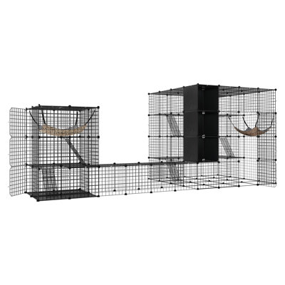Large Cat Playpen and Cat Cage with Tunnel and Hammock