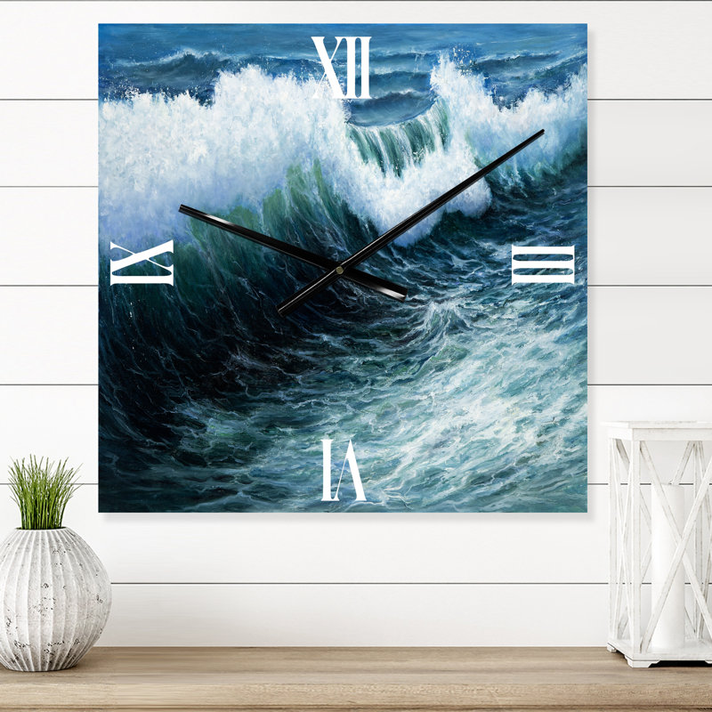 Horloge murale tempête vagues dans l'océan, Moyen