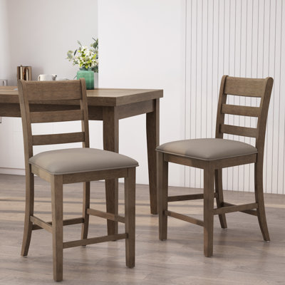 2 tabourets rembourrés, brun, dossier, excellente structure en bois d'hévéa, 22,5 po x 20 po x 41,43 po