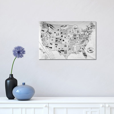 1930s-1940s Map of United States Showing Agricultural and Industrial Resources 1 Piece Wrapped Canvas Wall Art