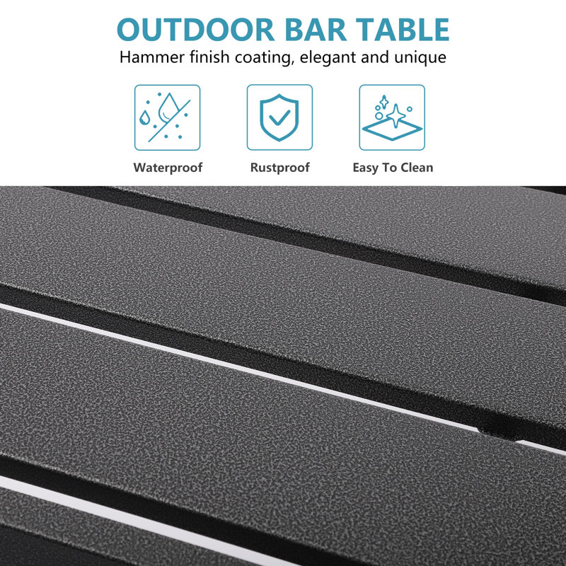 Counter Height 36.97'' Iron Bar Table, 15.6" W x 46.8" L, Grey