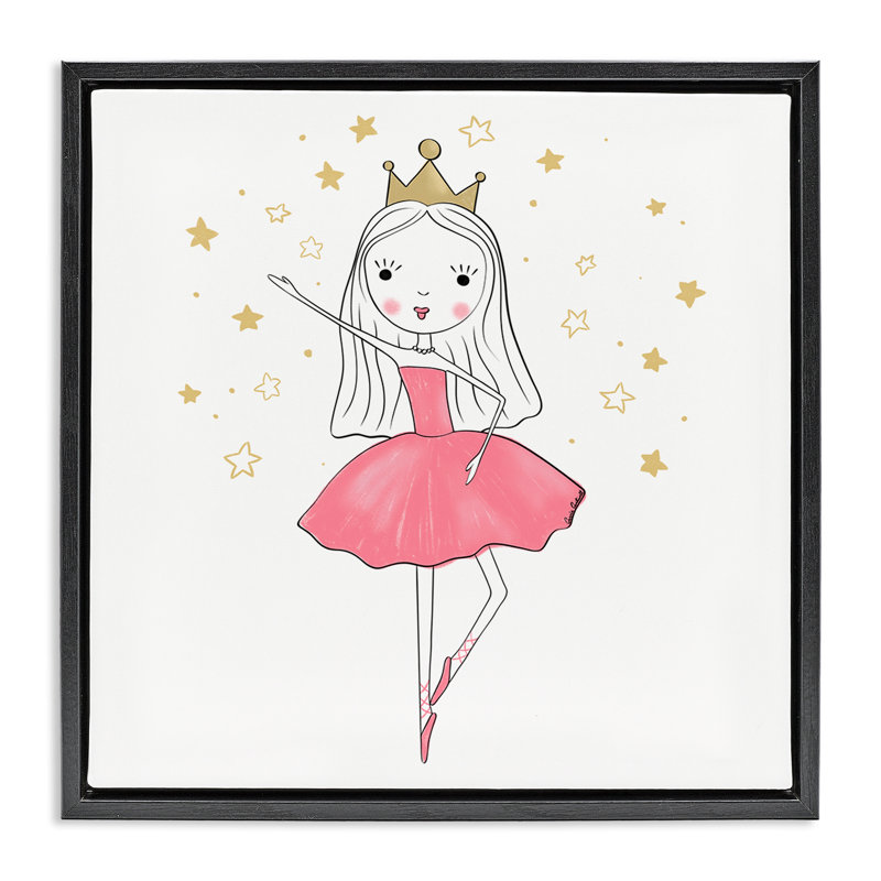 «Happy Ballerina Princess», art mural encadré par Amanda Hilburn, Cadre flottant noir de jais, H 25 po x l 25 po
