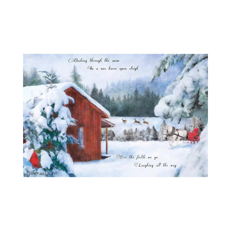 Dashing Through The Snow by Bluebird Barn - Wrapped Canvas Painting, 20.32 cm H x 30.48 cm W