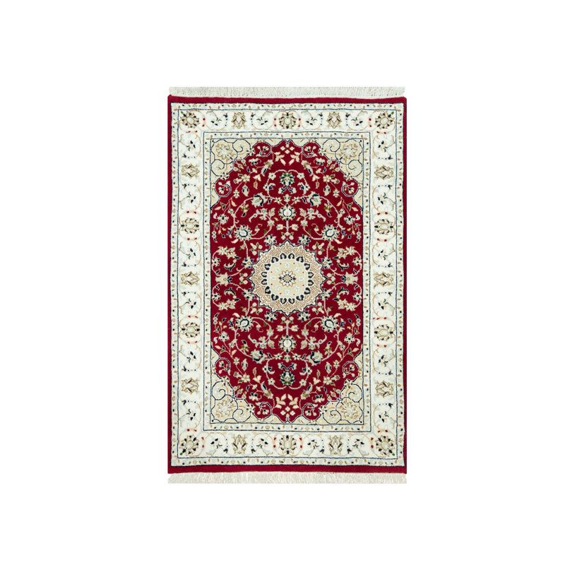 Tapis rouge en laine nouvel âge unique 2 pi 7 po x 4 pi 1 po Celene