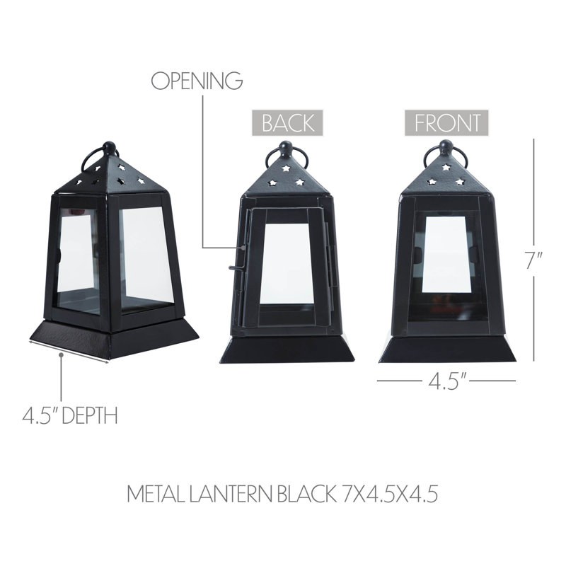 Photophore en métal Festive Finds, Noir, noir, noir, noir, H 7 po x l 4,5 po x P 4,5 po