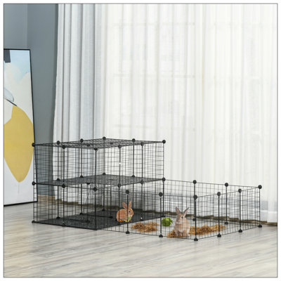 47 Panels Customizable Pet Playpen With Doors, Portable Metal Wire Yard For Small Animals, Ideal For Guinea Pigs, Chinchillas, And Bunnies