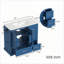 Meuble-lavabo autoportant de 42 po avec lavabo en céramique, 4 tiroirs (2 supérieurs avec séparateurs), portes à fermeture en douceur avec tablettes intérieures, porte-serviettes réversible, bleu marine, panneau de fibres à densité moyenne
