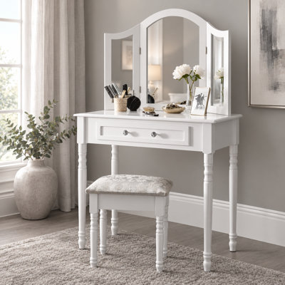 Dressing Table with Mirror and Seat