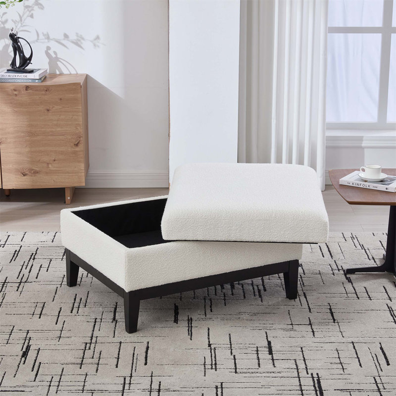 Repose-pieds 33,86 "avec couvercle réversible Boucle, Ivory, Black