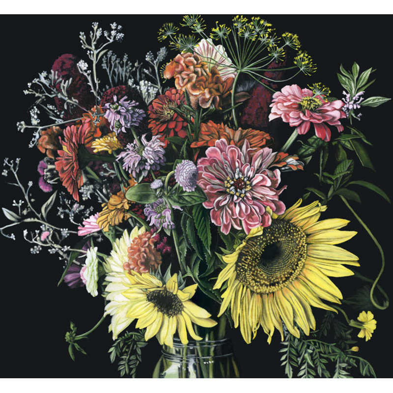 Dark Floral Study Print by Thicket Design, 44" H x 49" W x 2.25" D