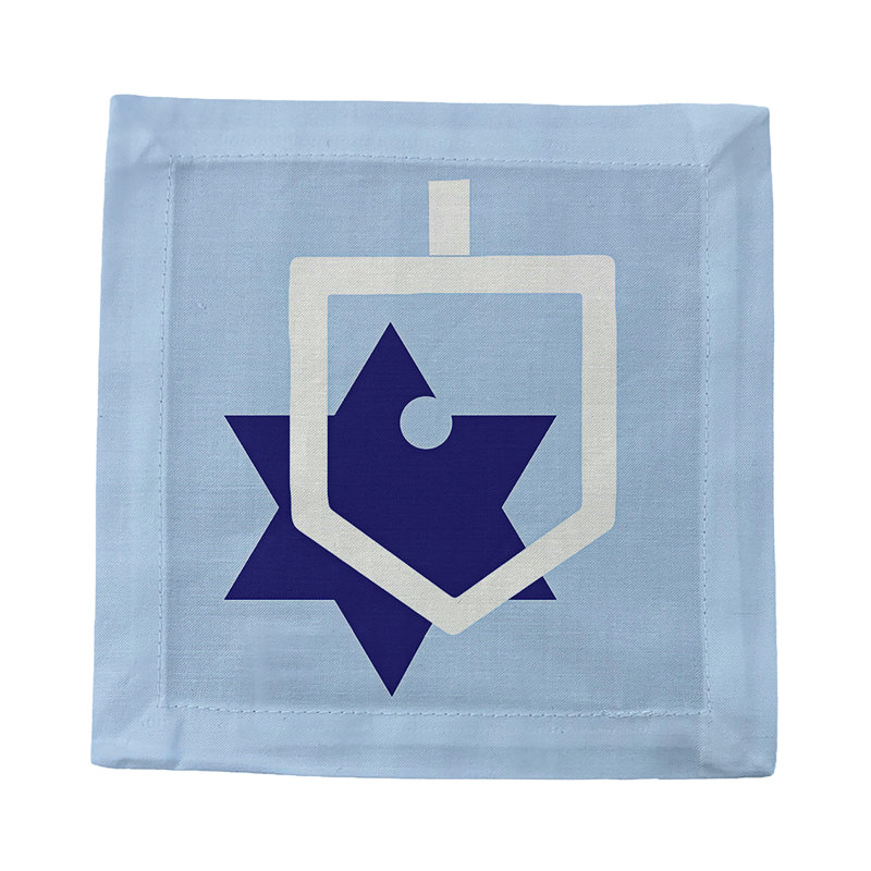 Hanukkah Dreidel Cotton Sateen Cocktail Napkins