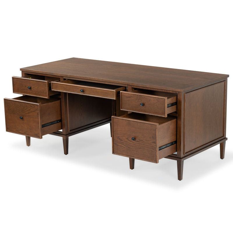 Bureau en bois 5 tiroirs Nantwich, Noyer