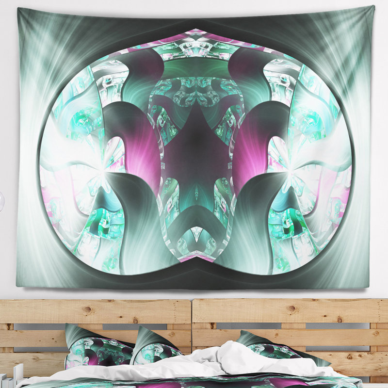 Capsule grise abstraite dans un tapisserie plasma, H 32 po x l 39 po