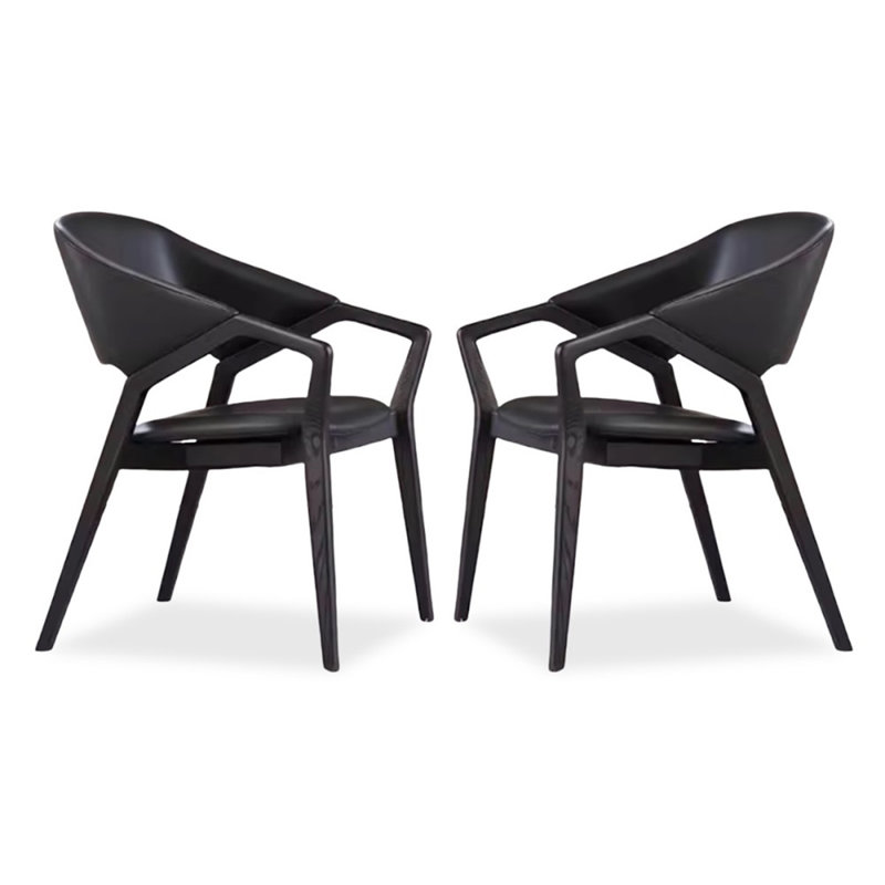 Chaise d'appoint noire à dossier solide (ensemble de 2), Noir, Noir