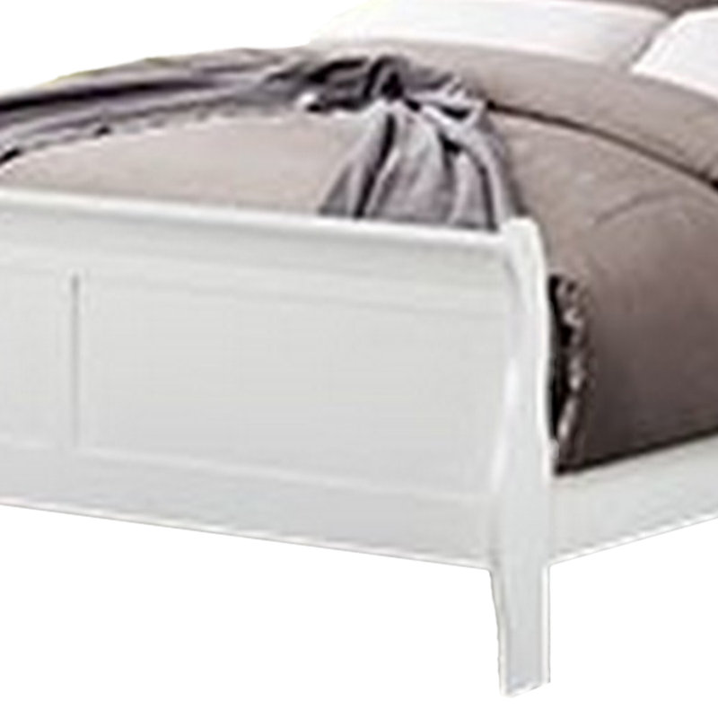 Ryla Bed, Sleigh Panel Headboard, Classic Solid Wood, White, Queen