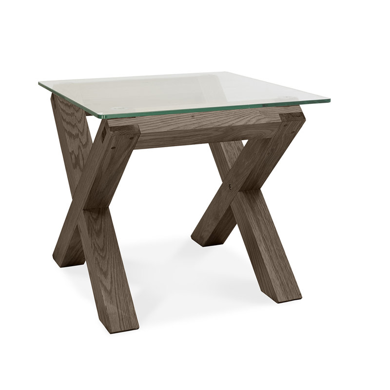 Caserta Glass Top Cross Legs End Table