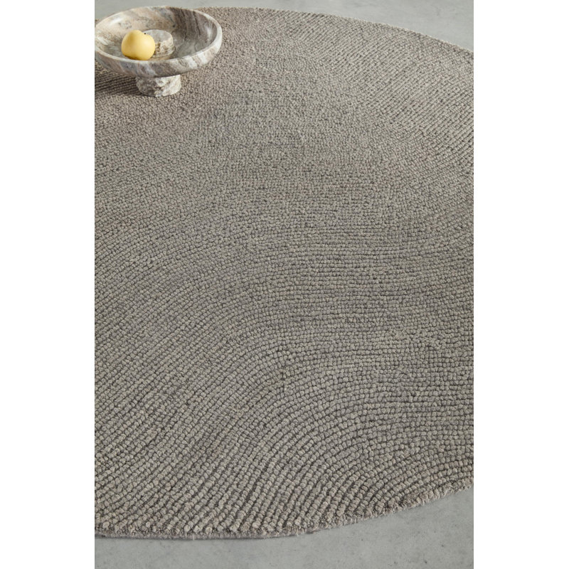 Hand Tufted Wool Area Rug in Pebble, Round 4'11"